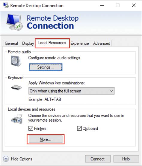 rdp redirection windows 10